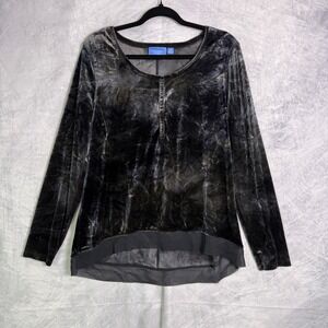 Whimsigoth Velvet Long Sleeve Button Blouse Top sz XL witchy moody dark academia